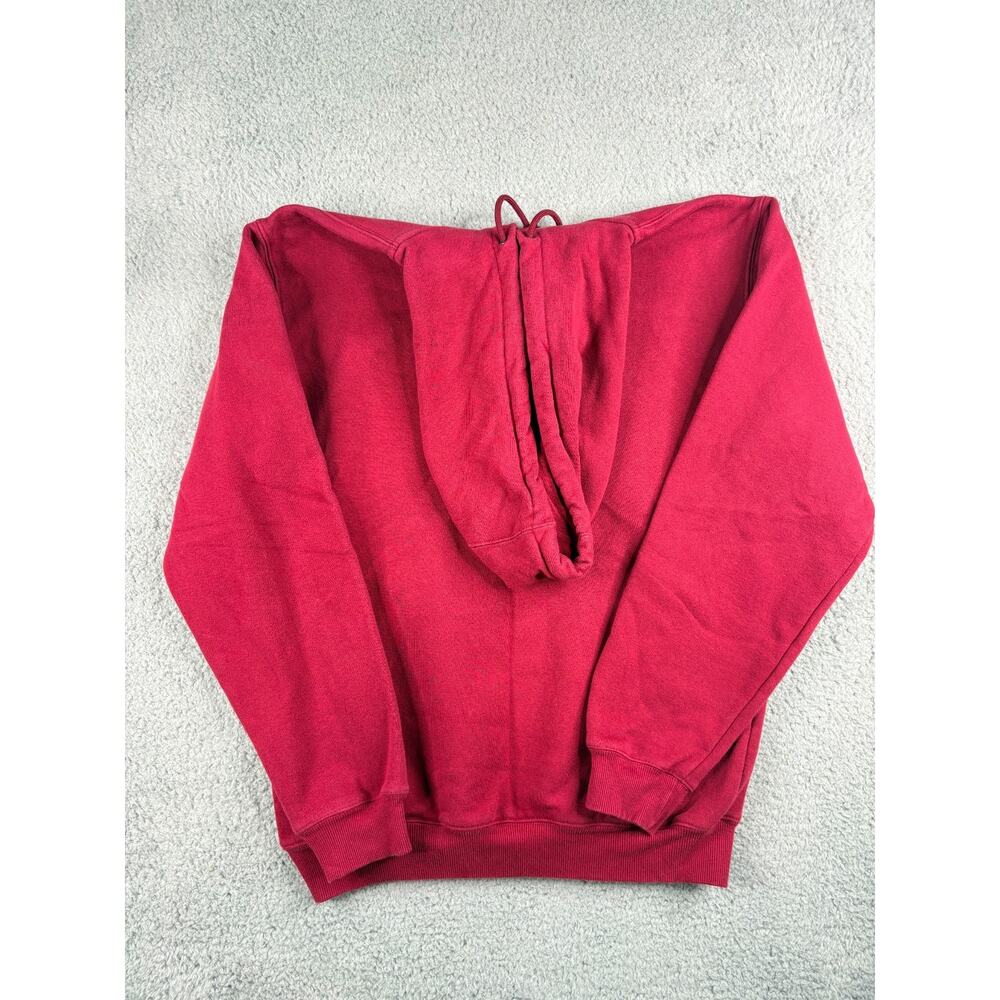 Carhartt Pullover Hoodie Mens Small Red Ribbed Hem Long Sleeves Embroidered Logo - Picture 2 of 7